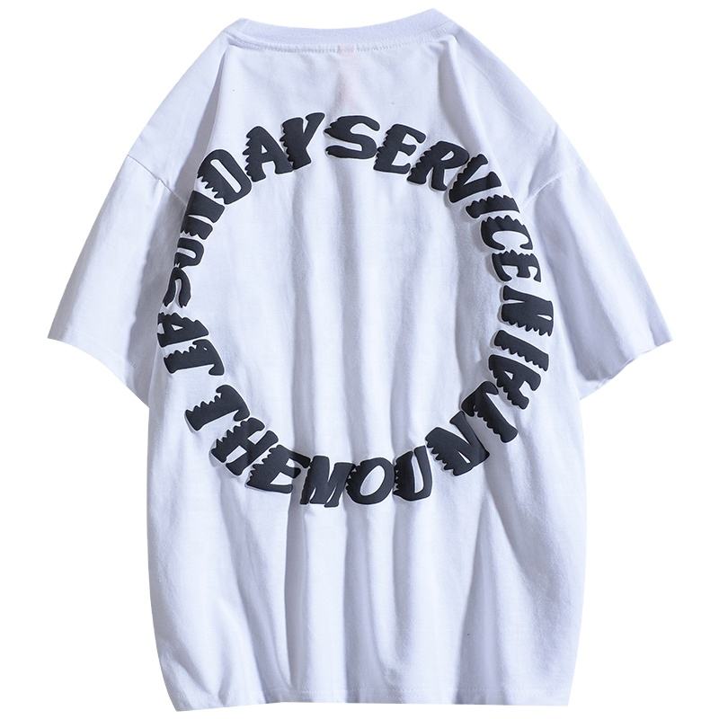 T-shirt da uomo personalizzata con stampa a sbuffo oversize in cotone 100%.
