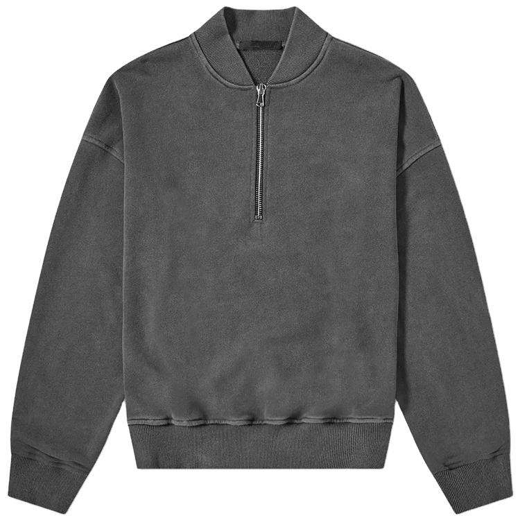 Modische Vintage-Sweatshirts aus gewaschener Baumwolle für Herren mit Viertelreißverschluss