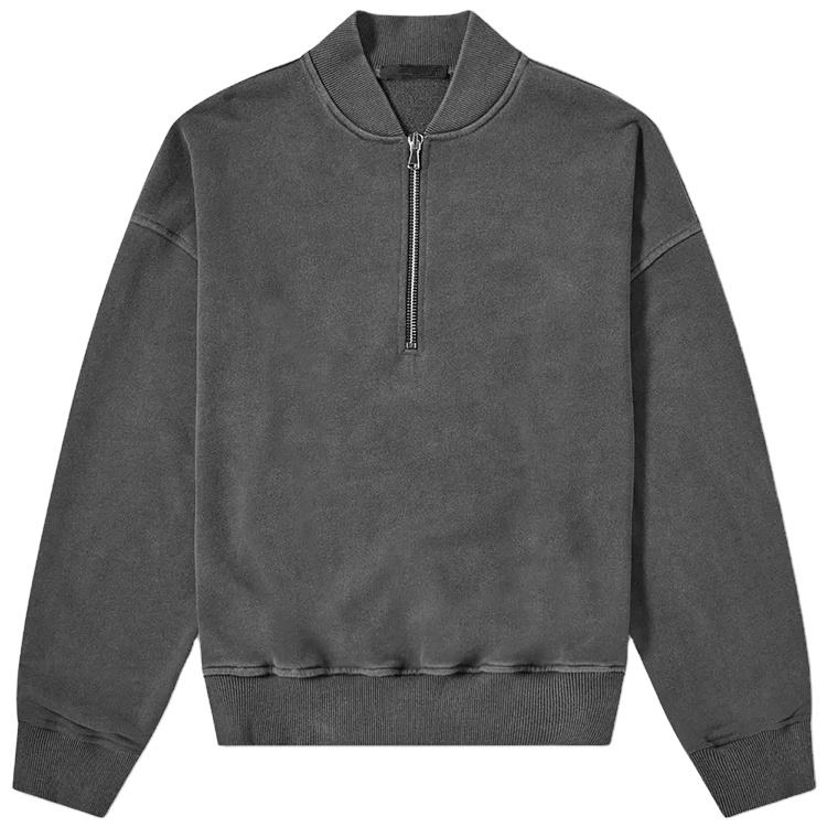 Fashion Quarter Zip Cotton Herr Vintage tvättade sweatshirts