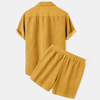 စိတ်ကြိုက် Mens Cordsuroy ရှပ်အင်္ကျီဘောင်းဘီတိုတိုအင်္ကျီဘောင်းဘီတိုတိုတို tracksuit နှစ်ခုကိုသတ်မှတ်သည်