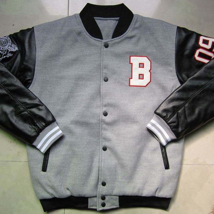 Custom Streetwear Jacket 3D vyšívaná zimní zateplená baseballová bunda Pánská bomber bunda s kontrastním PU rukávem