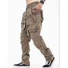Oem Manufacturers Custom Logo Multi Pocket Cargo Pants Men Elastic Drawstring Waist Solid Color Utility Tactical Track Pants