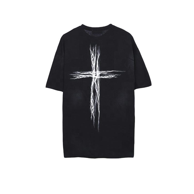 ການອອກແບບສ່ວນບຸກຄົນທີ່ກໍາຫນົດເອງ Pattern Lightning Cross Mens T-Shirt