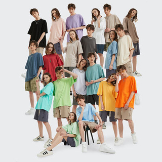 ນໍ້າໜັກໜັກ 210g 100% Cotton Oversized Tshirt Plain Dyed Custom Breathable Mens T Shirt