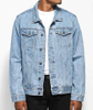 Oem Manufacturer Custom Mens Light Blue Graphic Printed Back Denim Cotton Classic Jean Jacket