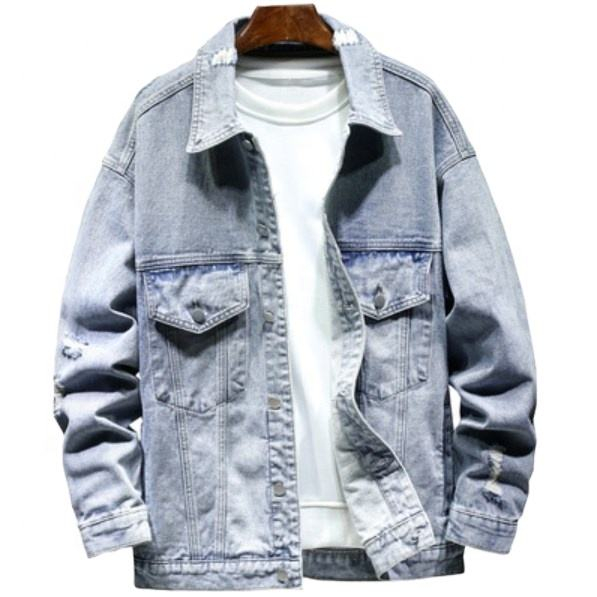 OEM Manufacturer Custom Fashion Denim Plus Size Men's Coatss Casual Lapel Clothing Jacket