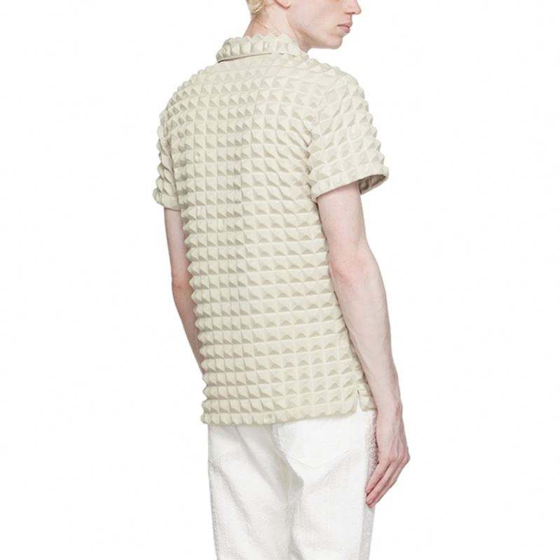 OEM Manufacturer Custom Summer Style Men Square Collar High Quality Polyester Fashion Short Sleeve Shirt For Men