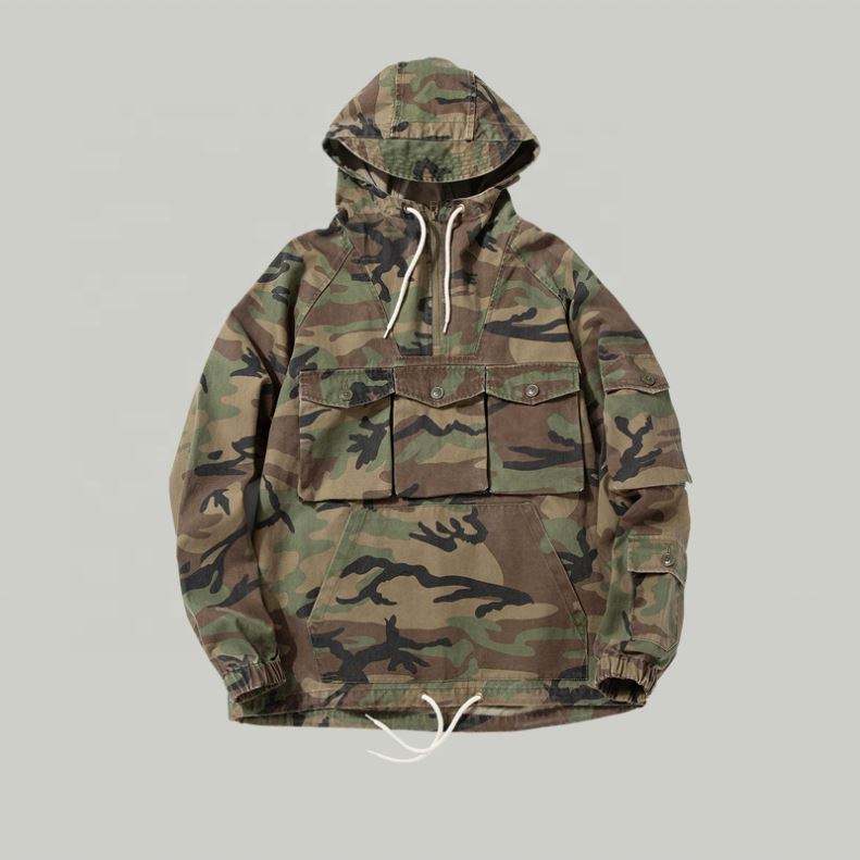 Oem Manufacturer Wholesale New Design 1/3 Zipper Up Hoodies Camouflage Fashion Cool Wear Pullover Jacket