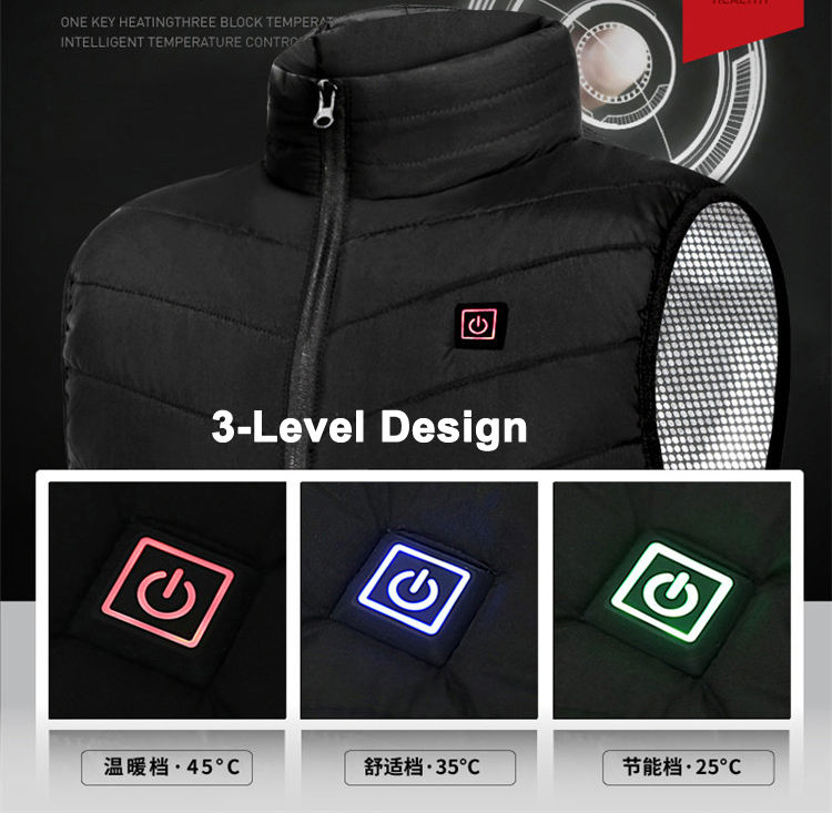 OEM proizvođač Zimska uniseks muška USB punjiva jakna s električnim grijačem 2 4 9 grijaćih zona grijaći prsluk s toplinskim grijanjem