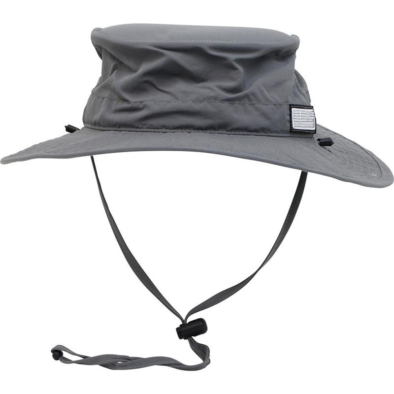 Venta al por mayor, sombrero de pesca boonie de ala ancha, logotipo bordado, sombrero de cubo personalizado con cuerda