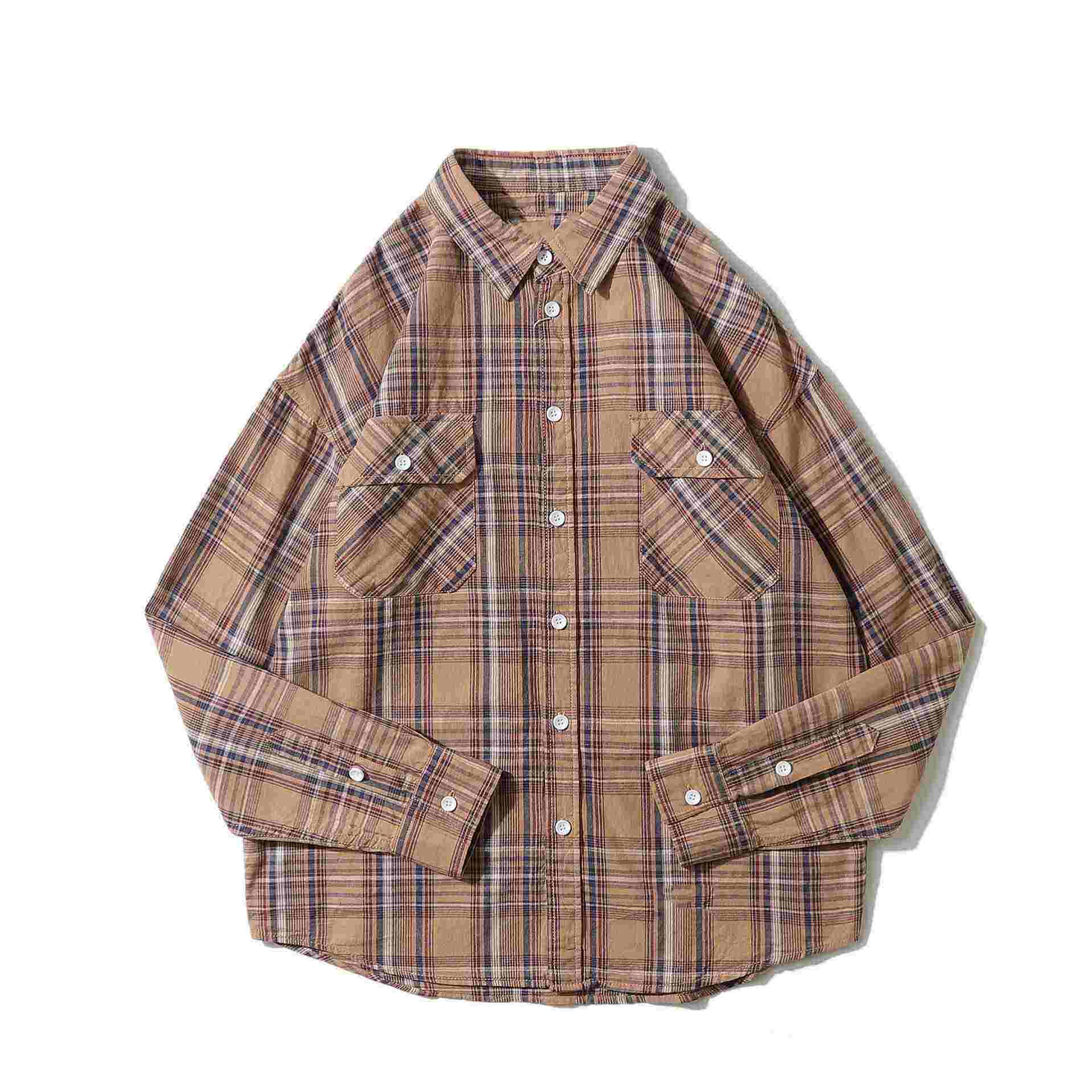 OEM Manufacturer Wholesale Cotton Casual Oversize Size Full Plaid Printed Vintage Lapel Shirts For Men