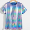 Wholesale Custom Designer T-Shirt Holographic Satincrew Neck Hip Hop T-Shirt Men