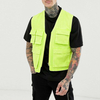 Hot Selling New Fashion Men's Vests Sleeveless Jacket Solid Color Zip Fastening Multi Pockets Mens Utility Vest