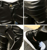 OEM Manufacturer Customized Faux Leather Zipper Custom Pants Skinny Patchwork Men's Pants