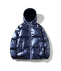 OEM Manufacturer Customization Winter Black Bomber Shiny Puffer Men Down Plus Sizes With Hood Jacket