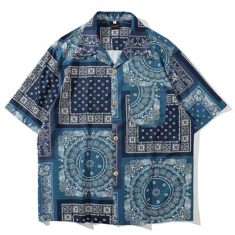 OEM Manufacturer Wholesale Custom All Over Bandana Printed Pattern Hawaii Shirts For Men