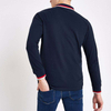 Mens Shirts Navy Tipped Long Sleeve Polo Shirt