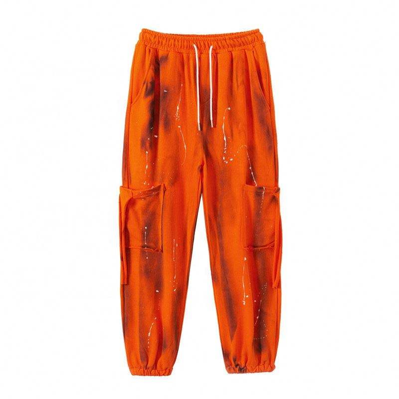 OEM Manufacturer Custom Polyester Cotton Mens Printed Logo Jogger Sweatpants Men Color Block Cargo Custom Pants Men