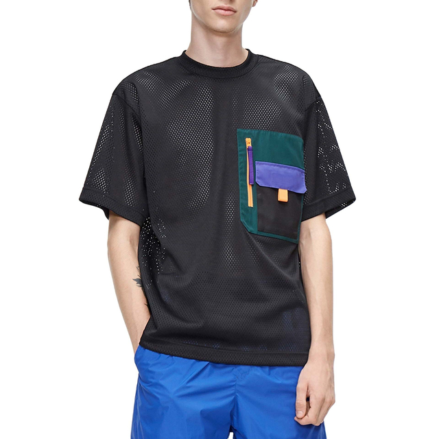 Lupum homines Nigrum FORTUNCH MESH T Shirt cum Pockets