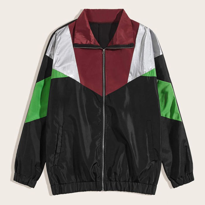 Bulk Hot Sale Streetwear Color Block Zip Opening Men Wind Breaker Jacket