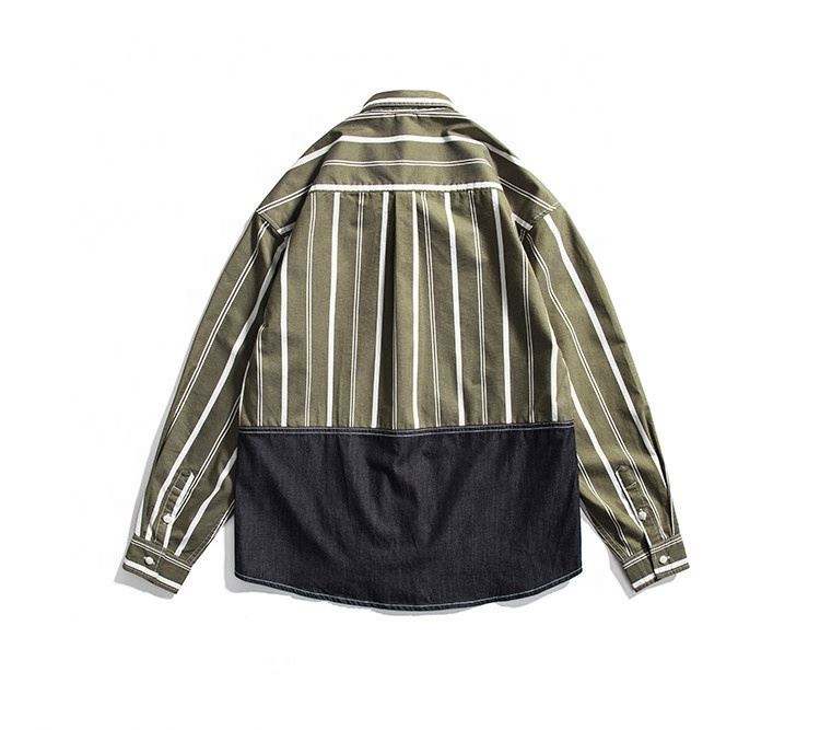 OEM Manufacturer Custom Service Men's Shirt Contrast Color Stitching Three-Dimensional Pocket Loose Shirts For Men