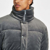 Winter 2018 Mens Clothes Grey Velvet Funnel Neck Puffer Jacket