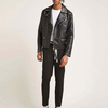 Mens New Fashion Style High Quality Studded Faux Leather Jacket