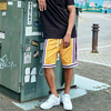 High Quality Oem Sportswear Basketball Shorts Custom Color Block Striped Trim Detail Mens Mesh Shorts With Zip Pocket