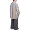 OEM Manufacturer High Quality Custom Men Blouse Square Collar Layered Design Oversized Linen Twill Long Sleeve Plaid Shirt