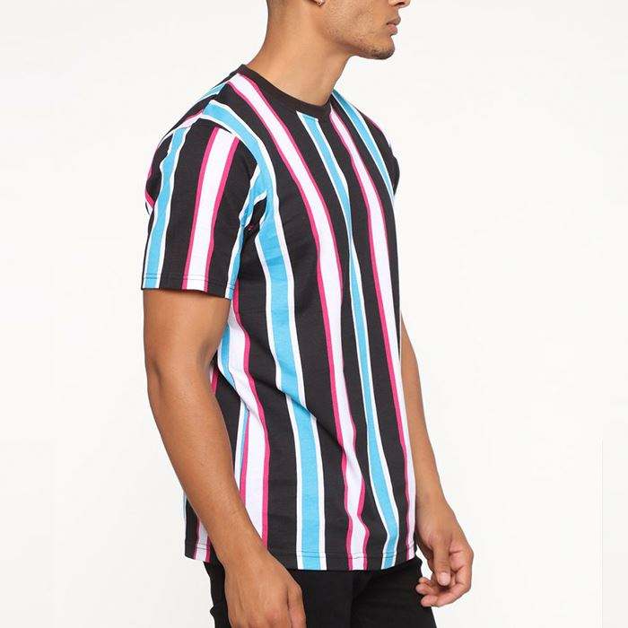 High Quality Branded Men Tshirts Cotton 100% Colorful Striped Short Sleeve Tshirt