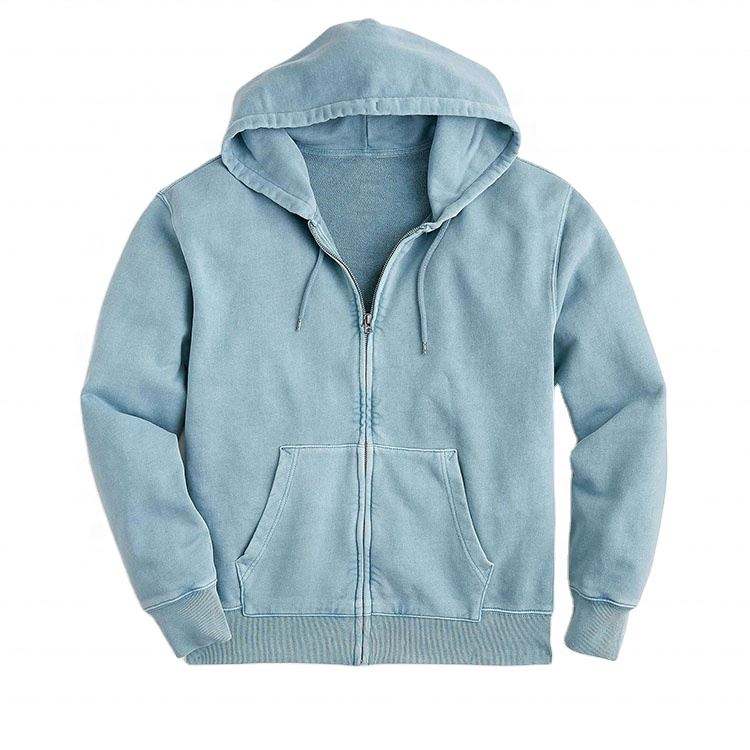 OEM Manufacturer Custom Mens High Quality 100%Cotton Vintage Style Zip Up Blank Washed Custom Hoodies