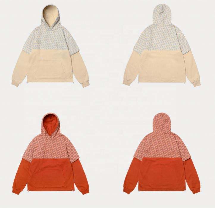 OEM Manufacturer Customized Plaid Patchwork Casual Custom Sweatshirt Plus Size Hoodies Men Hoodies