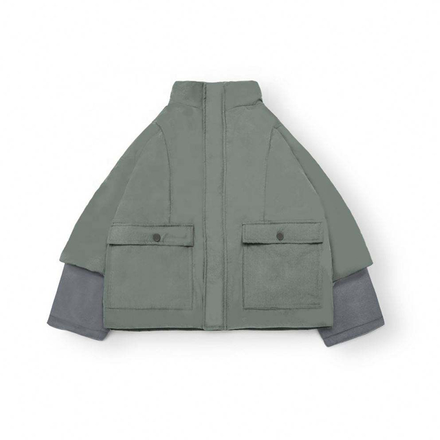 OEM Manufacturer Winter Men's Retro Color Splicing False Two Cotton Clothing Overalls Loose Coat Jacket