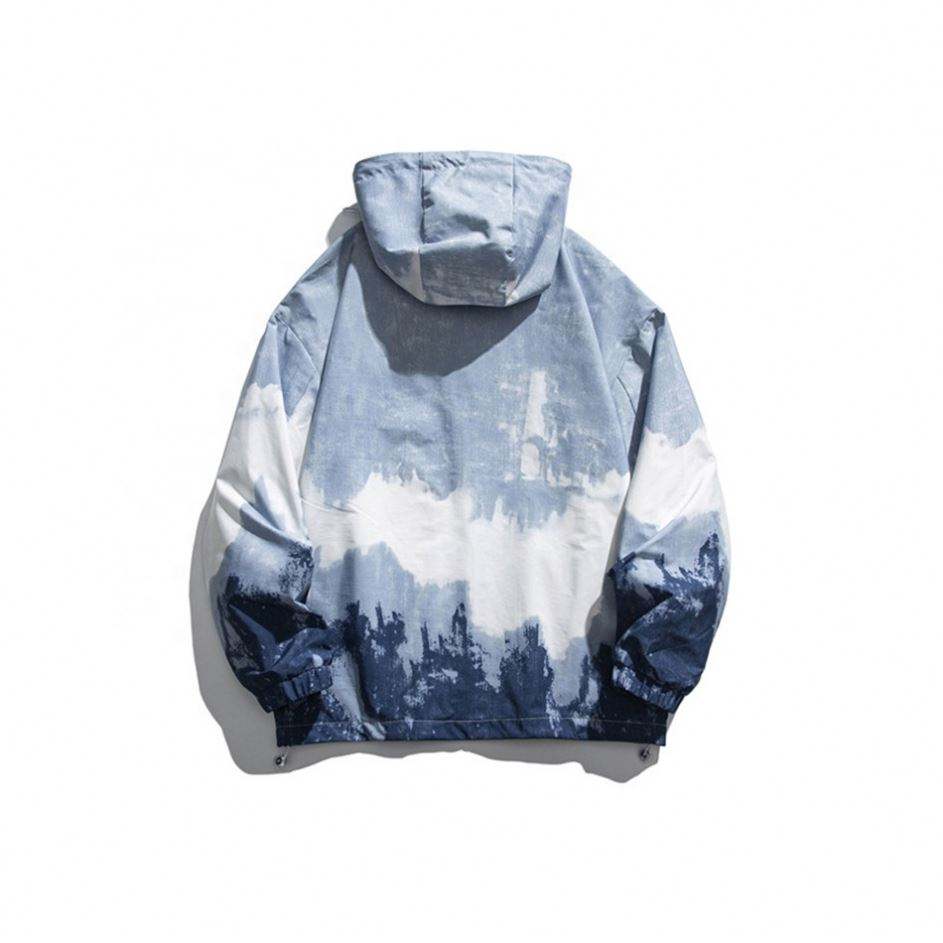 OEM Manufacturer Custom Men's Autumn Tie Dye Printed Long Sleeve Hoodie Jacket