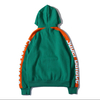 OEM Manufacturer Wholesale High Quality Custom Own Logo Green Orange Striped Pullover Hoodie With Mixed Color Blocking Hoodie