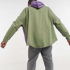 OEM Manufacturer Custom Men's Purple Green Patchwork Cotton Wind Oversized Hoodie Pullover