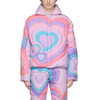 Oem Manufacturer Custom Winter Long Sleeve Puffer Concealed Zip Heart Pattern Design Purple Down Jacket