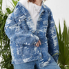 Oem Manufacturer Wholesale Denim Tie Dye Personality Plus Sizes Fashion Three Dimensional Pocket Jacket