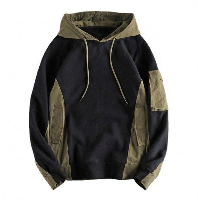 OEM Manufacturer Customized Color Block Pocket Casual Custom Sweatshirt Oversized Hoodie Men Hoodies