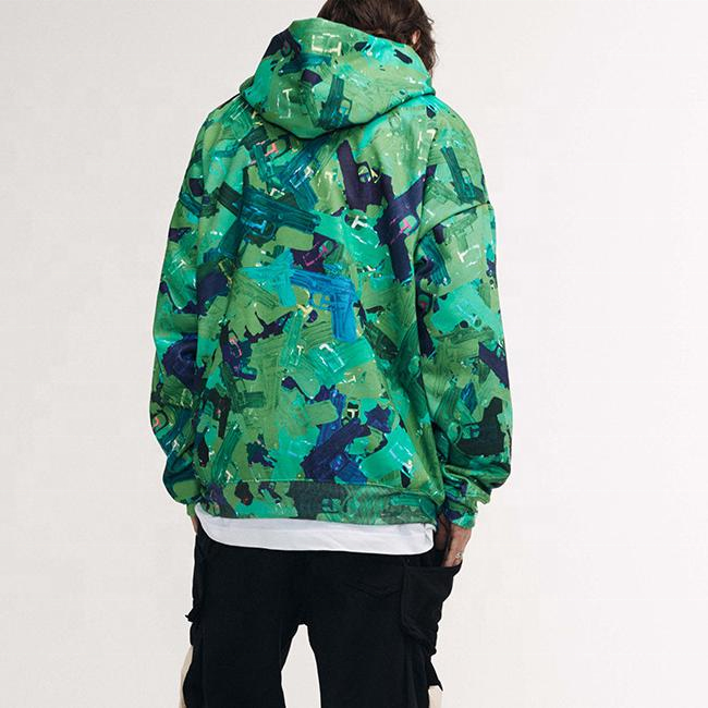 OEM Manufacturer Custom Mens 100% Cotton All Over Print Hoodies Colorful Printed Hoodie Pullover