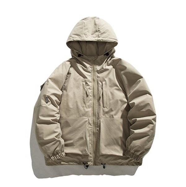 OEM Manufacturer Custom Men's Cotton-Padded Clothes Solid Color Three-Dimensional Large Pocket Hooded Cotton Jacket