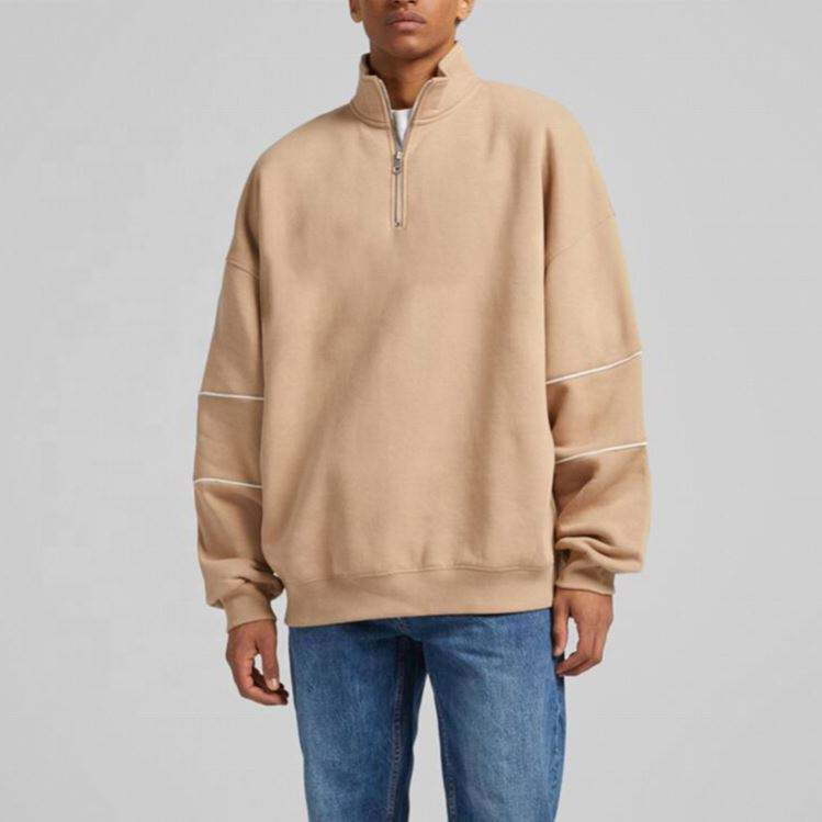 OEM Manufacturer Custom New Fashion Thickness Loose Fit Printed Logo Half Zipper Neck Sweatshirt Hoodies Pullover For Men