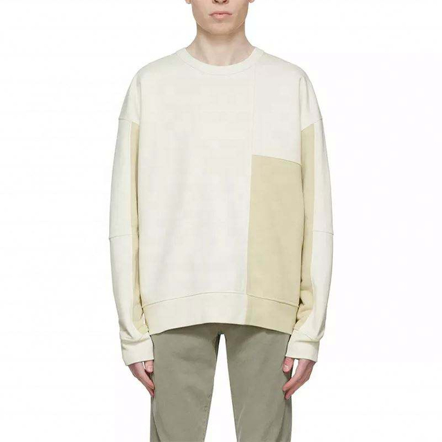 OEM Manufacturer Custom Mens Paneled Color Block Patchwork Crewneck Oversized Sweatshirts Pullover