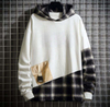 OEM Manufacturer Custom Color Block Plaid Casual Custom Sweatshirt Oversized Hoodies