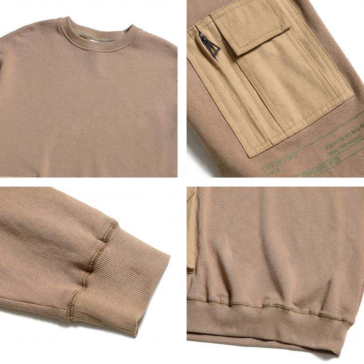 OEM Manufacturer Custom Color Block Logo Printed Men's Coats Crewneck Pocket Oversized Sweatshirts