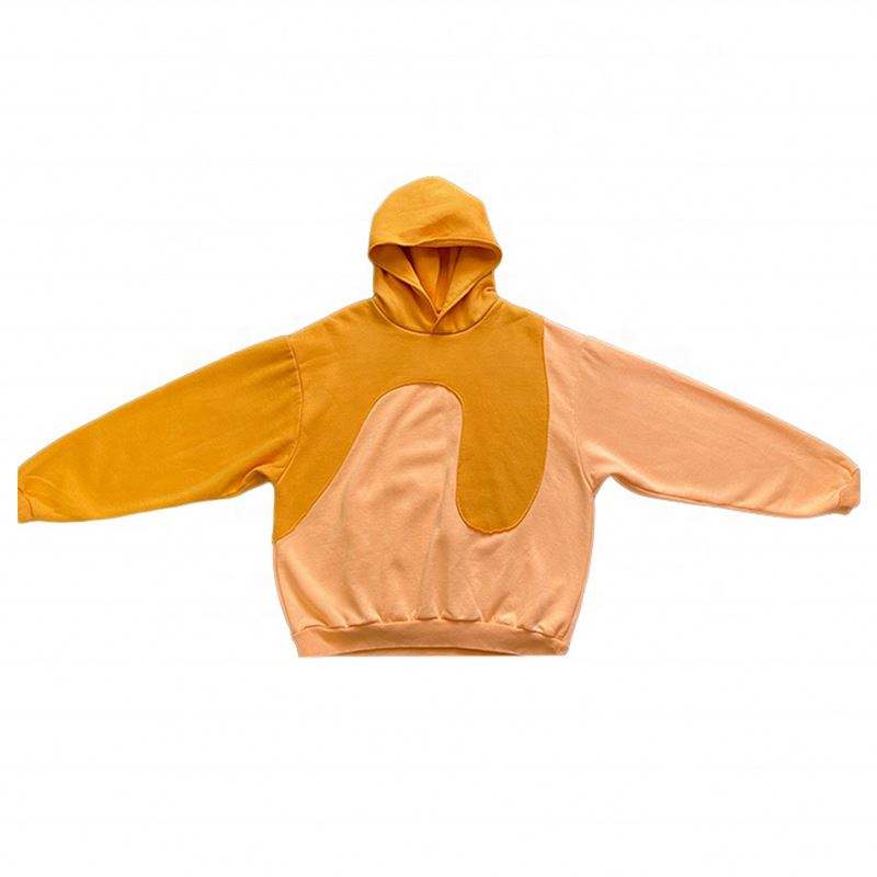 OEM Manufacturer Wholesale 2 Color Hoodie Sweatshirt Split Color Block Patchwork Streetwear Unisex Men Hoodie