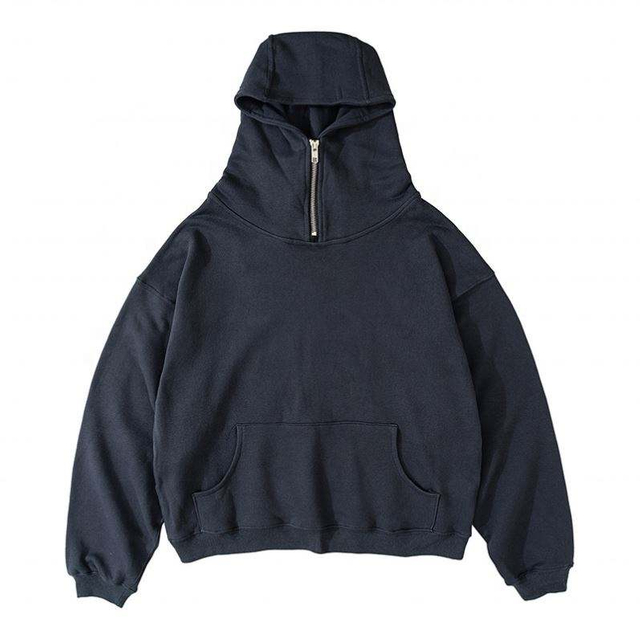 OEM Manufacturer Pullover Men's Coats Hoodies & Sweatshirts Unisex Custom Half Zipper Heavy Satin Stain Lined Plain Embroidery