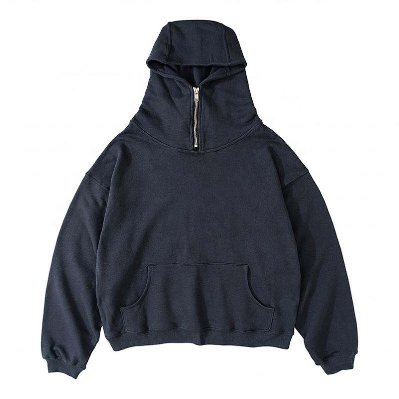 OEM Manufacturer Pullover Men's Coats Hoodies & Sweatshirts Unisex Custom Half Zipper Heavy Satin Stain Lined Plain Embroidery