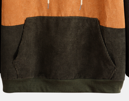OEM Manufacturer Customized Color Block Corduroy Casual Custom Sweatshirt Plus Size Hoodies Men Hoodies