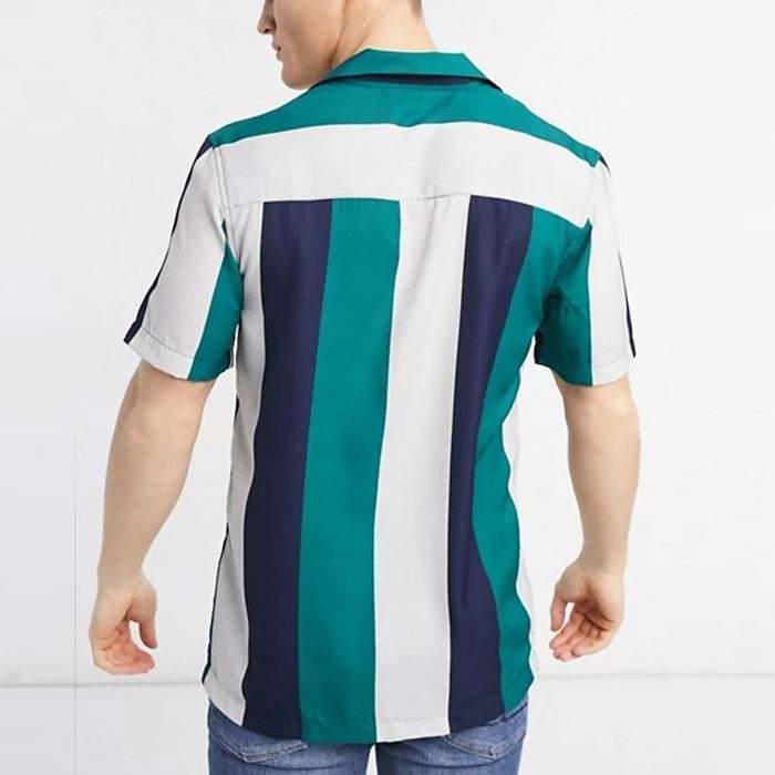 OEM Manufacturer Wholesale Fashion Mens Clothing Shirts Short Sleeve Striped Printed Customize Shirt